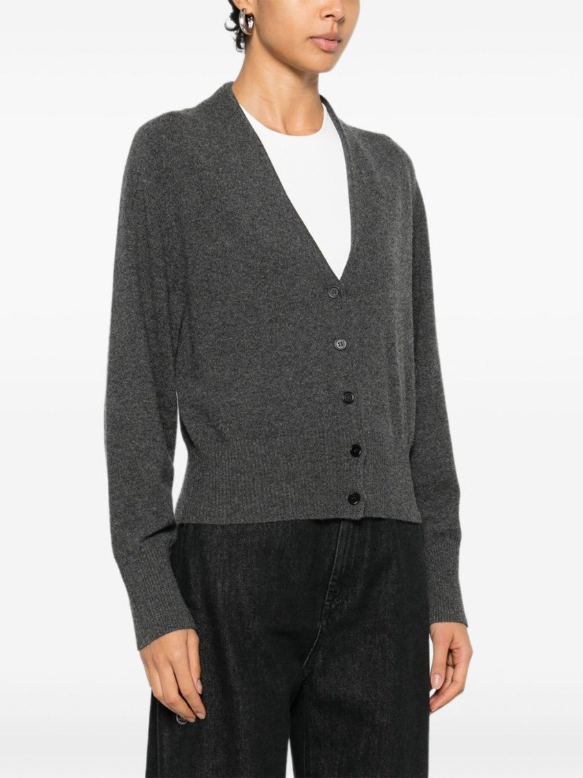 Ivory Paris Cropped Button-Up Cardigan With Deep V-Neck