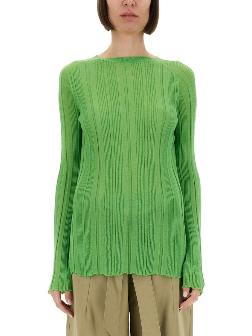 Alysi Ribbed Texture Green Slim Fit Shirt