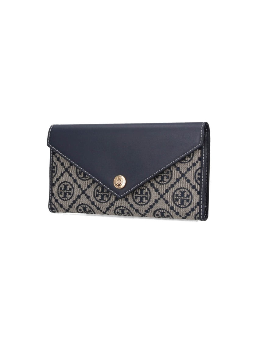 Tory Burch Beige T Monogram Jacquard Trifold Wallet