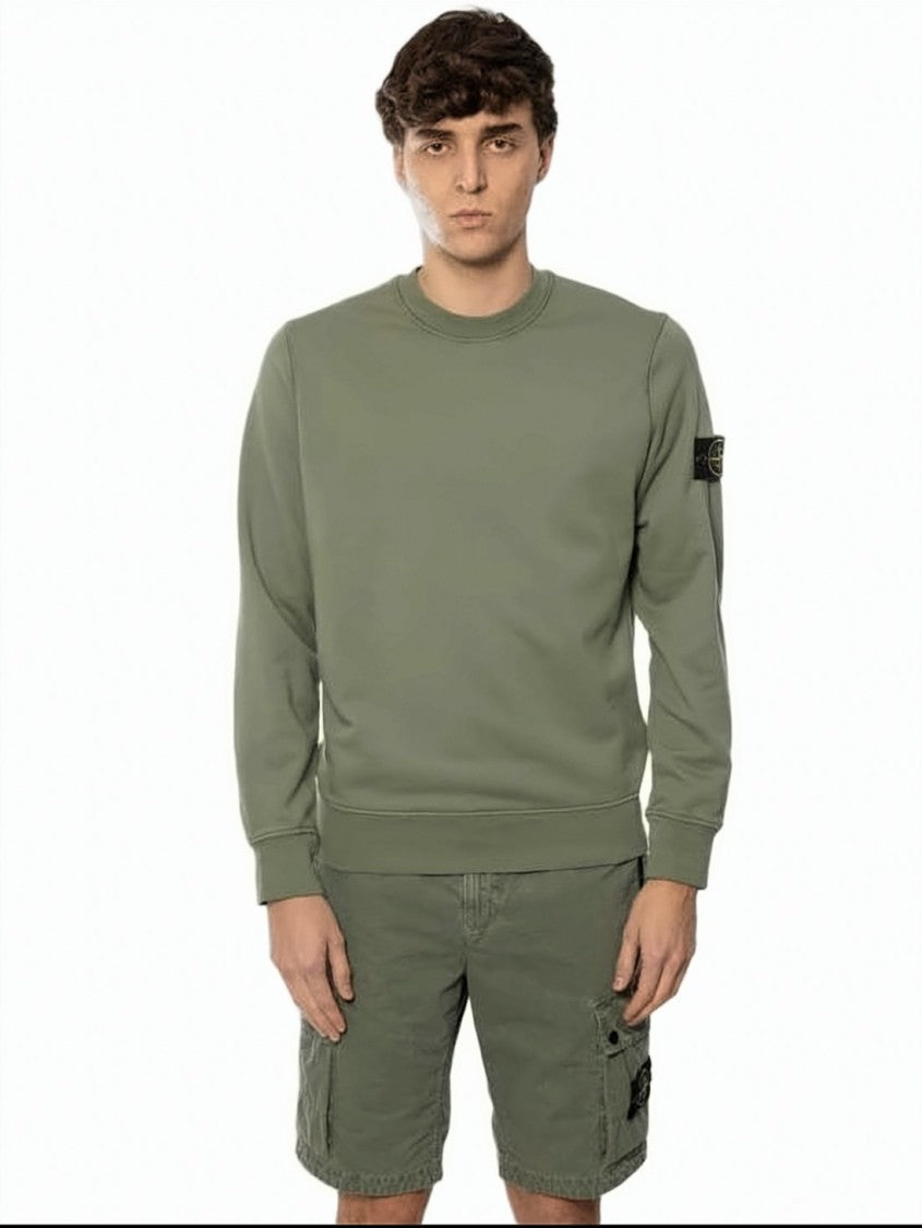 Stone Island Olive Green Long-Sleeve Crewneck Sweatshirt