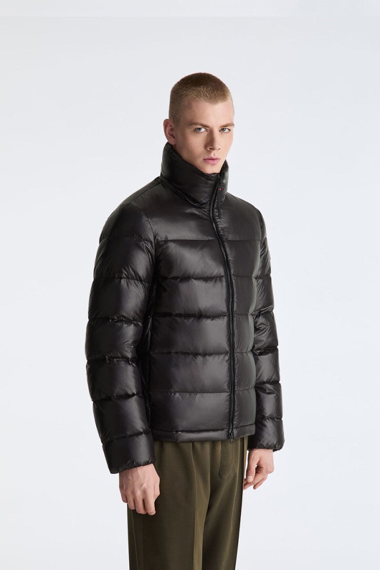Peuterey Black Glossy Stand-Collar Down Puffer Jacket
