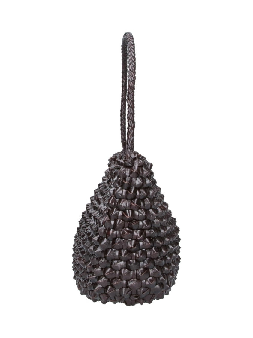 Dragon Diffusion Brown Basil Cactus Woven Leather Shoulder Bag