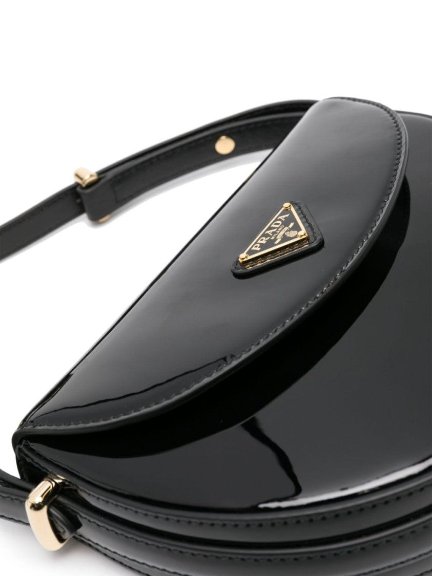 Prada Triangle-Logo Patent Leather Shoulder Bag