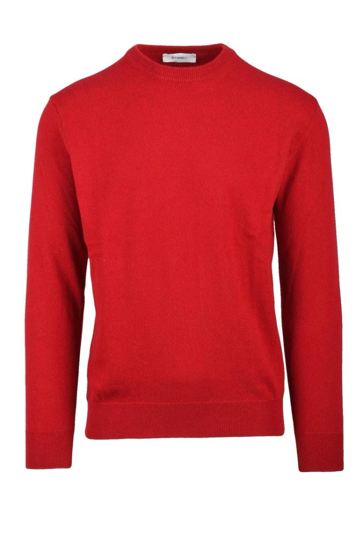 Refabrics Red Cashmere Men's Crewneck Sweater