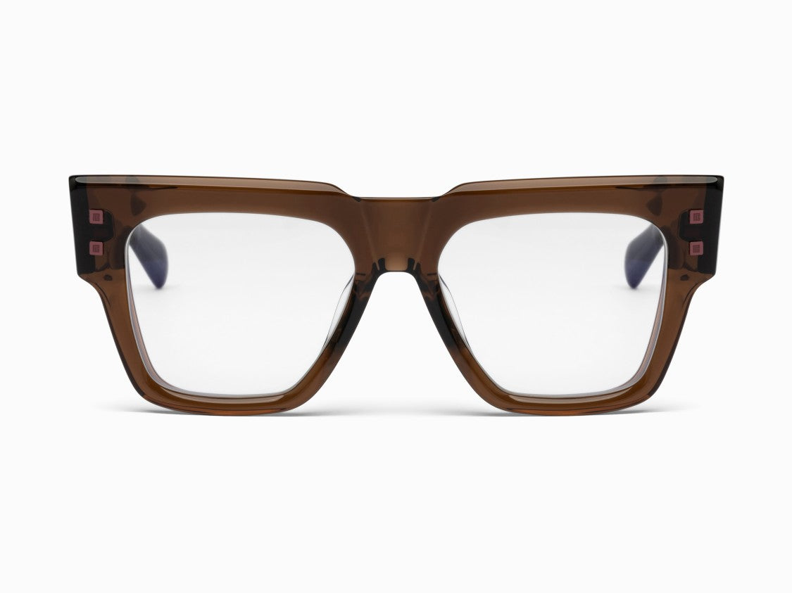 Balmain Brown B - Army Translucent Acetate Oversized Square Sunglasses
