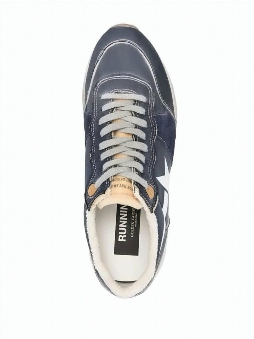 Golden Goose Low-Top Navy Nylon Sneakers With Suede Overlays And Chunky Sole