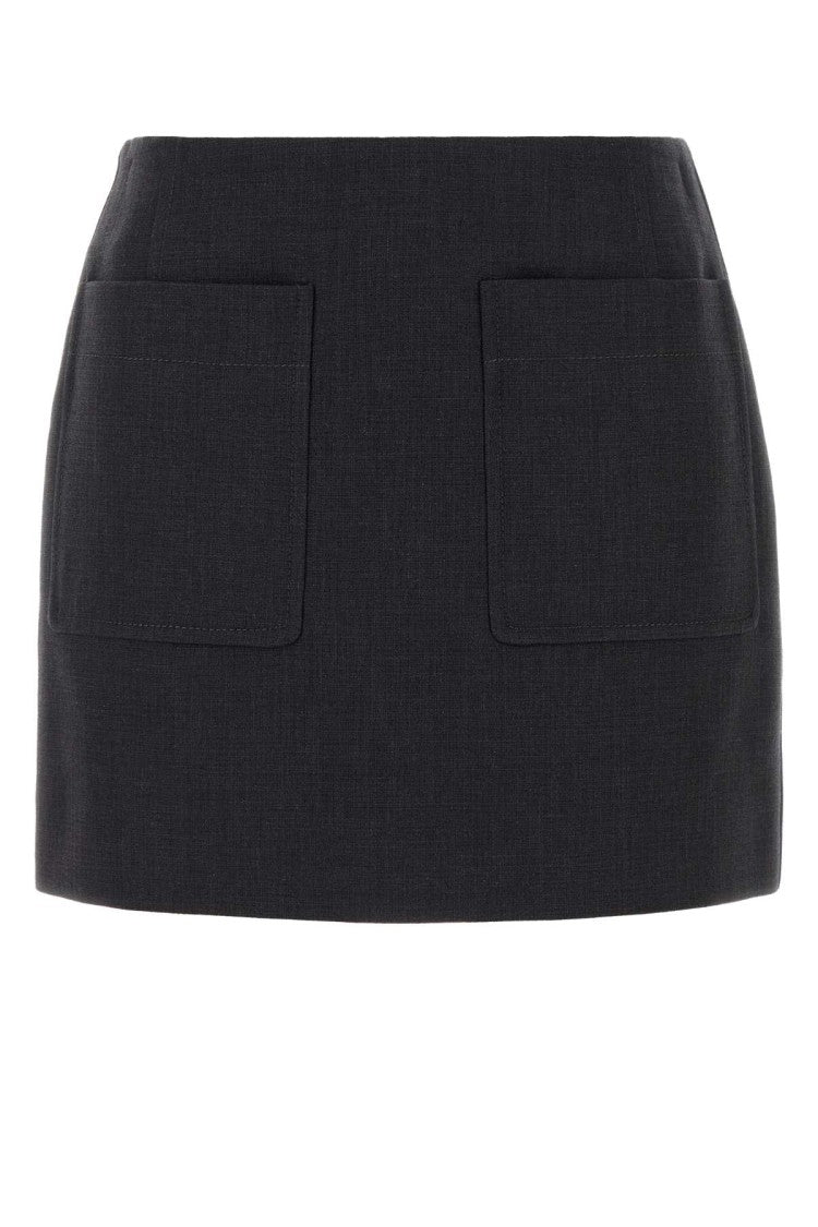 Bottega Veneta Graphite Cotton Blend Mini Skirt