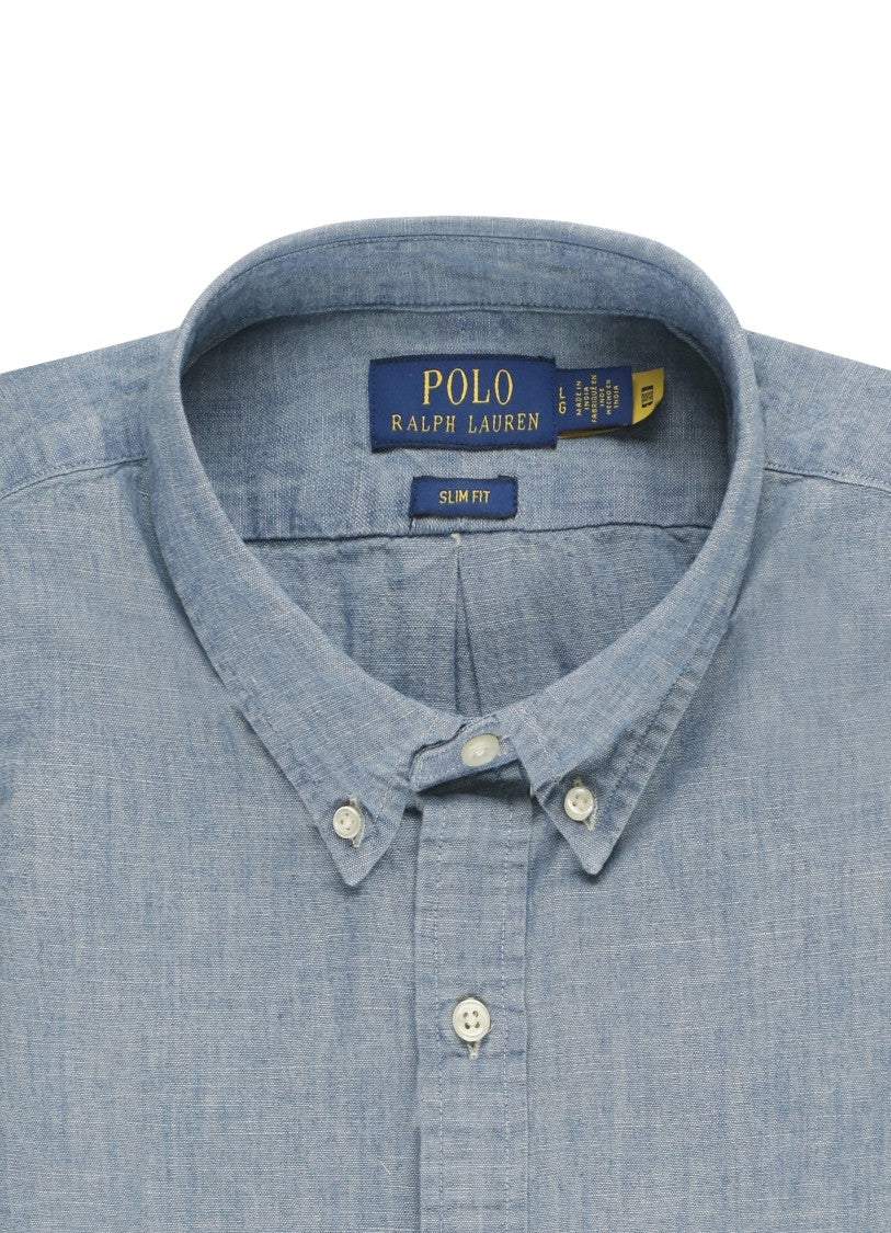 Polo Ralph Lauren Blue Pony Embroidered Slim-Fit Cotton Shirt