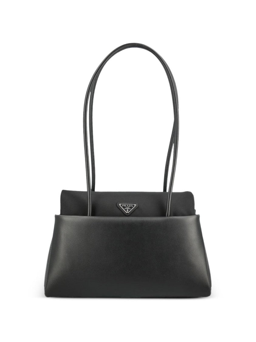 Prada Black Passage Leather Re-Nylon Flap Bag