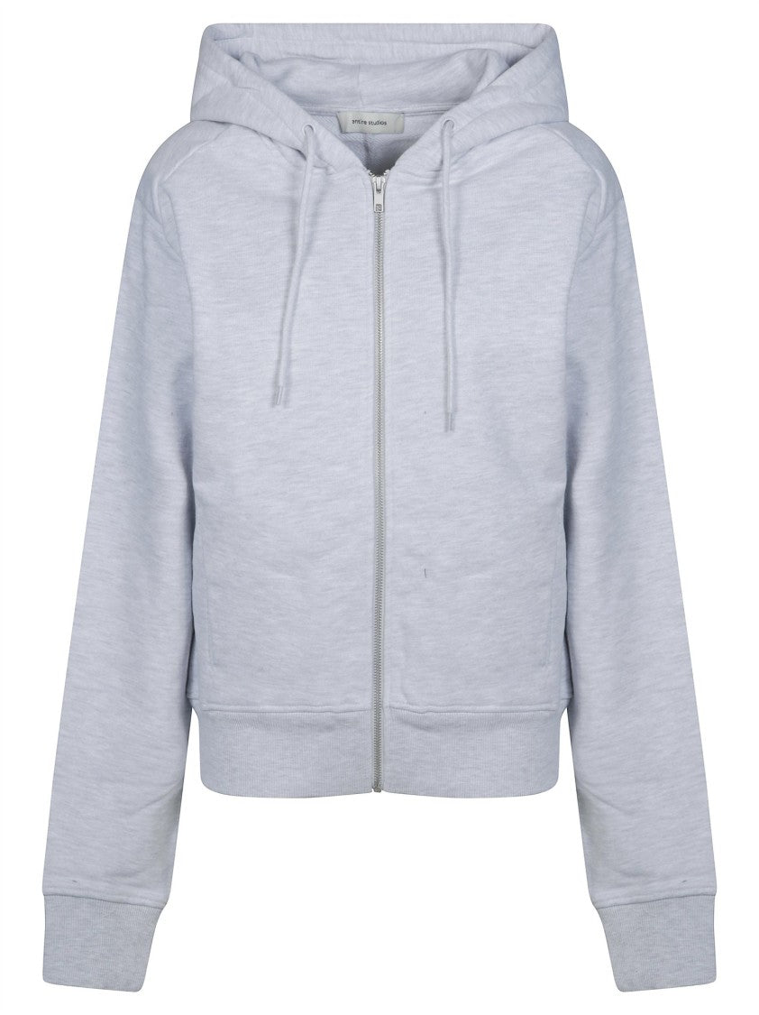 Entire Studios Slim Zip Up Cropped Slim-Fit Drawstring Hooded Sweatshirt