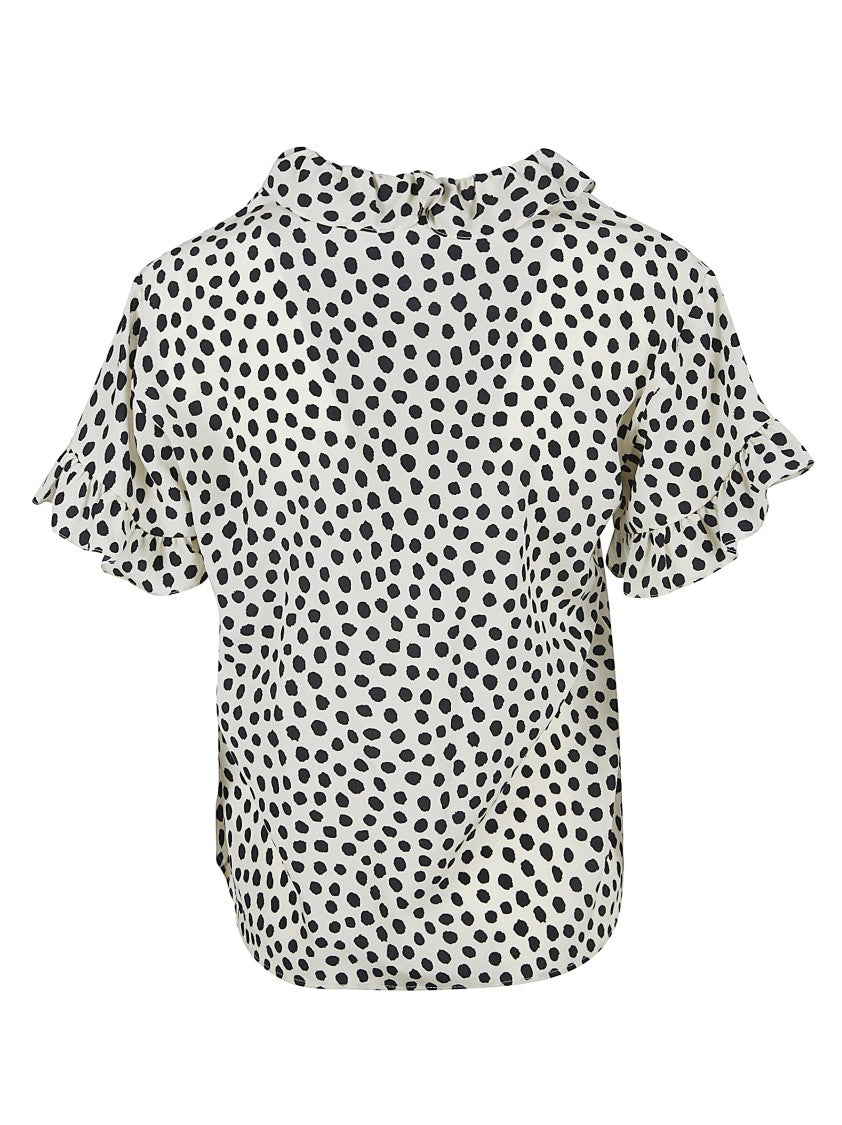 Chloé Short-Sleeved Silk Crepe De Chine Top With Ruffle Details