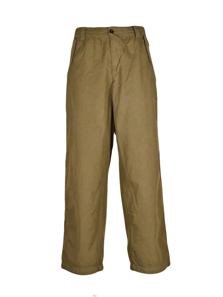 C.P. Company Green Microcreps Peached Cotton Pants