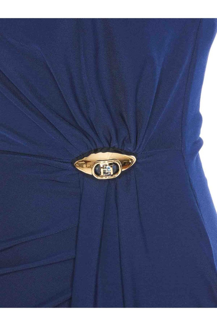 Elisabetta Franchi One-Shoulder Draped Soft Viscose Dress