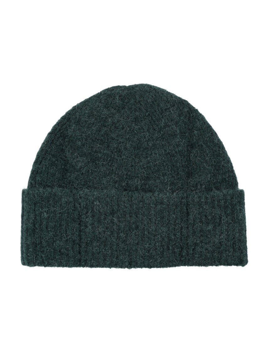 Ami Paris Black Textured Heart Emblem Alpaca Beanie