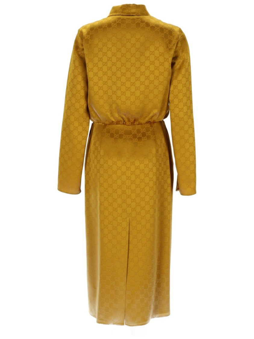 Gucci Shirt-Style Midi Dress With Subtle Jacquard Pattern