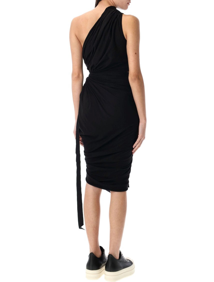 Drkshdw By Rick Owens Asymmetric Black Dress With Cut-Out Details