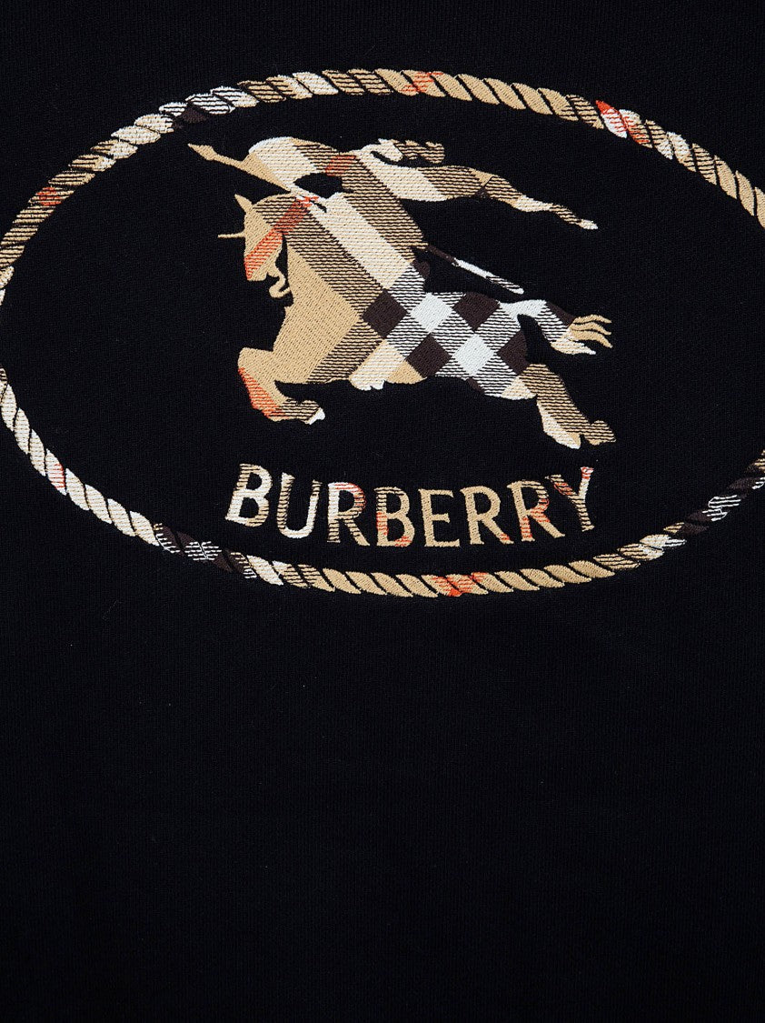 Burberry Equestrian Knight Embroidered Black Hoodie