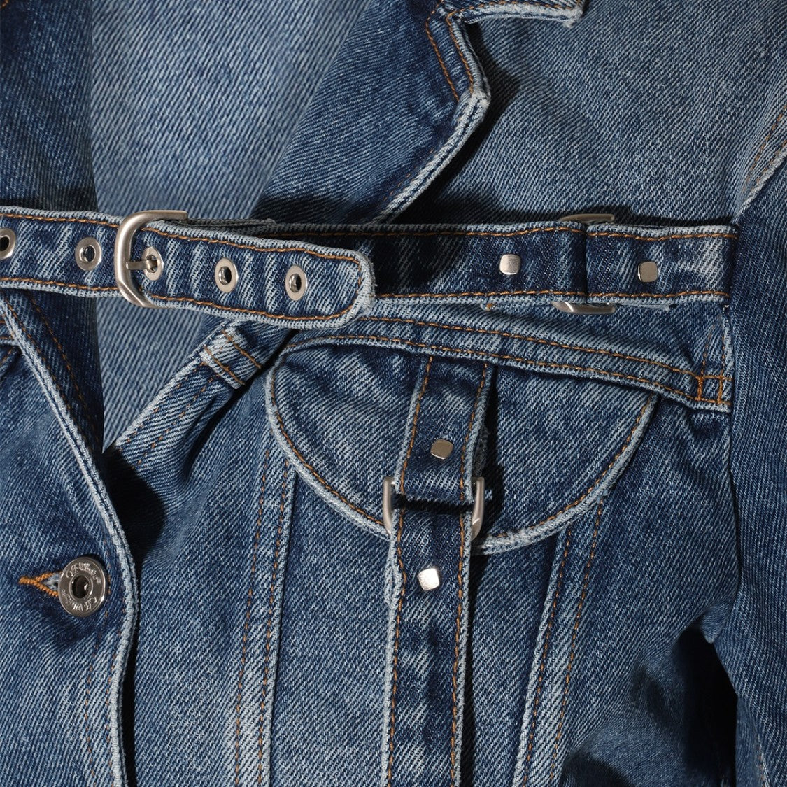 Off-White Blue Cotton Chest Flap Jackets