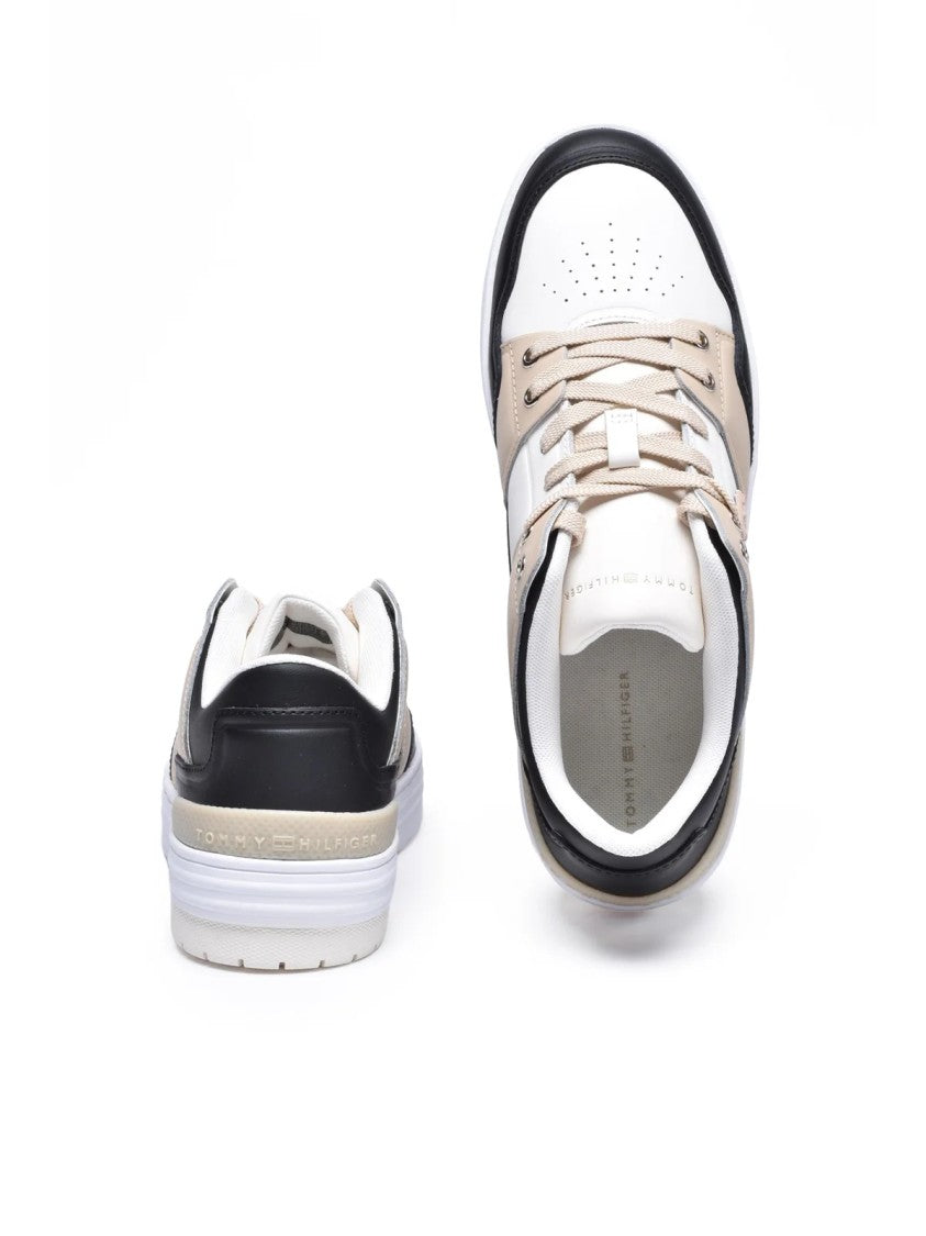 Tommy Hilfiger White Beige Classic Basket Sneakers