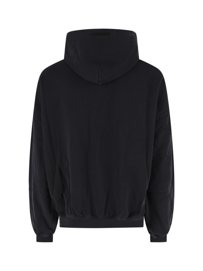 Fear Of God Essentials Black Relaxed Arched Logo Graphic Hoodie