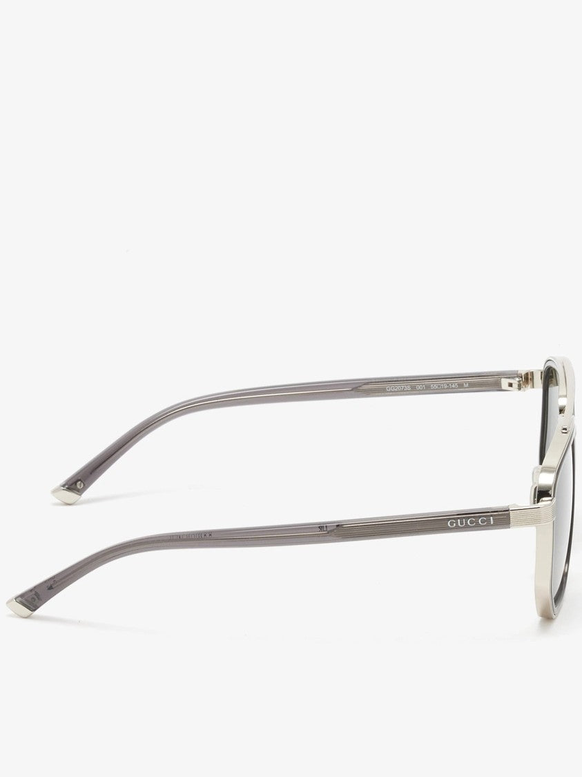 Gucci Silver Silver Metallic Angular Rectangular Sunglasses