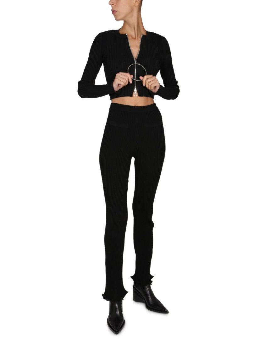 Paco Rabanne Ribbed Flare Leggings With Elastic Waistband