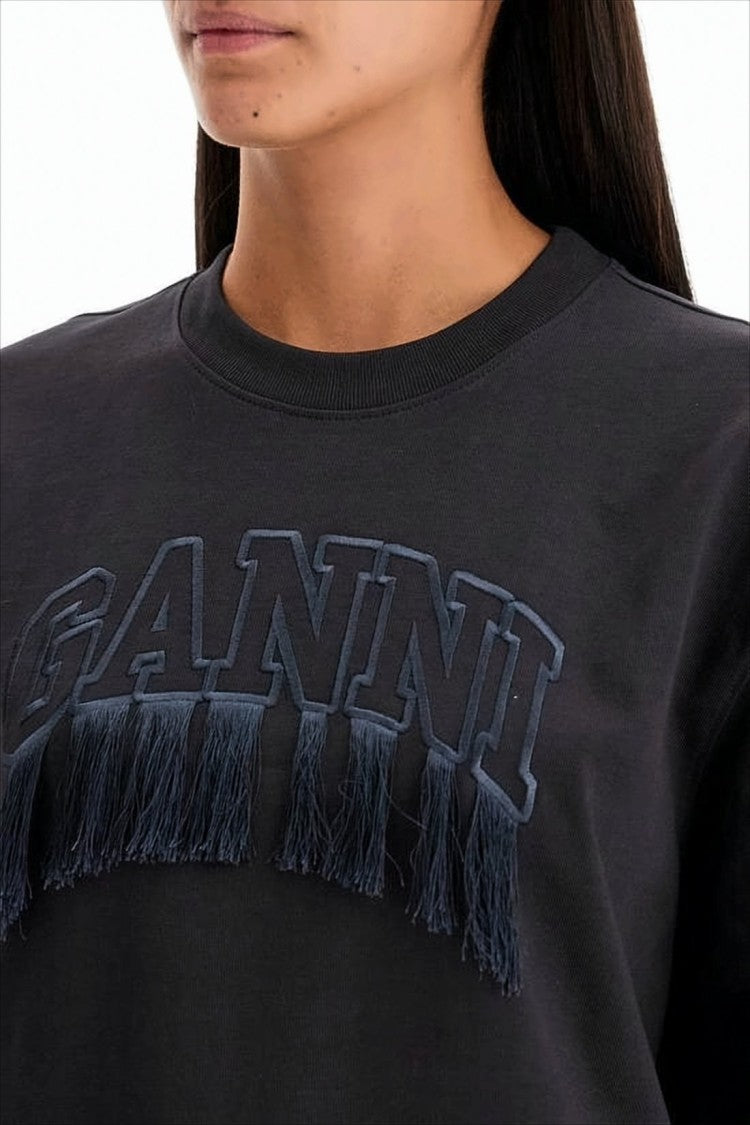 Ganni Relaxed Fit Short-Sleeve T-Shirt With Embroidered Logo