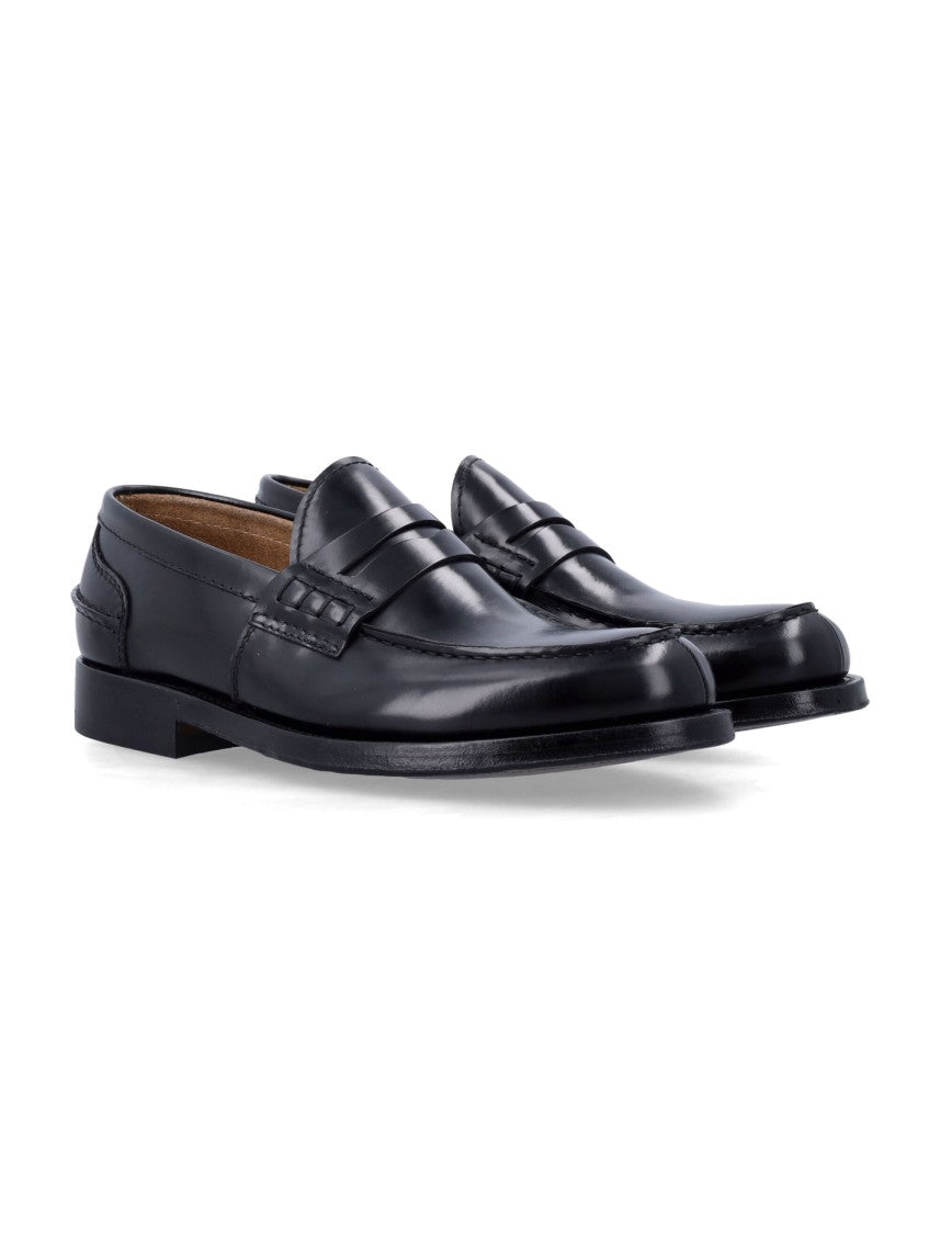 Green George Polished Leather Loafers With Refined Stitching