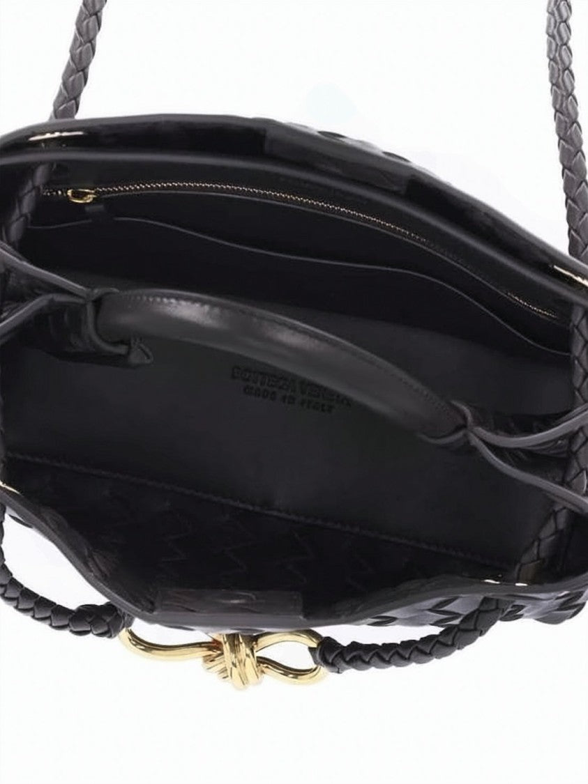 Bottega Veneta Structured Woven Lambskin Tote Bag With Gold-Tone Knot Detail