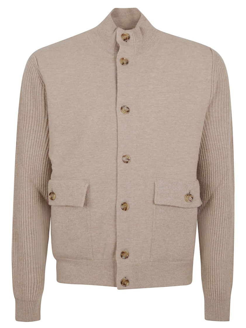 Lardini Textured Knit Jacket With Seven-Button Closure