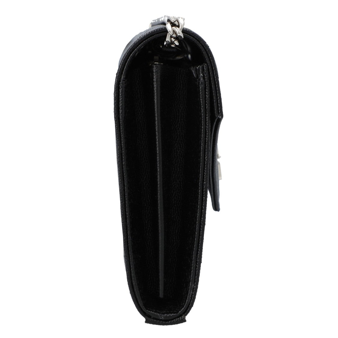 Saint Laurent Classic Cassandre Chain Wallet In Grain De Poudre Leather Black