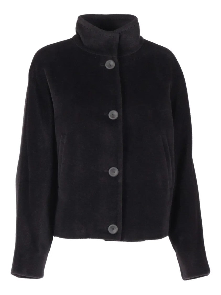 Max Mara Short Black Coat With High Collar