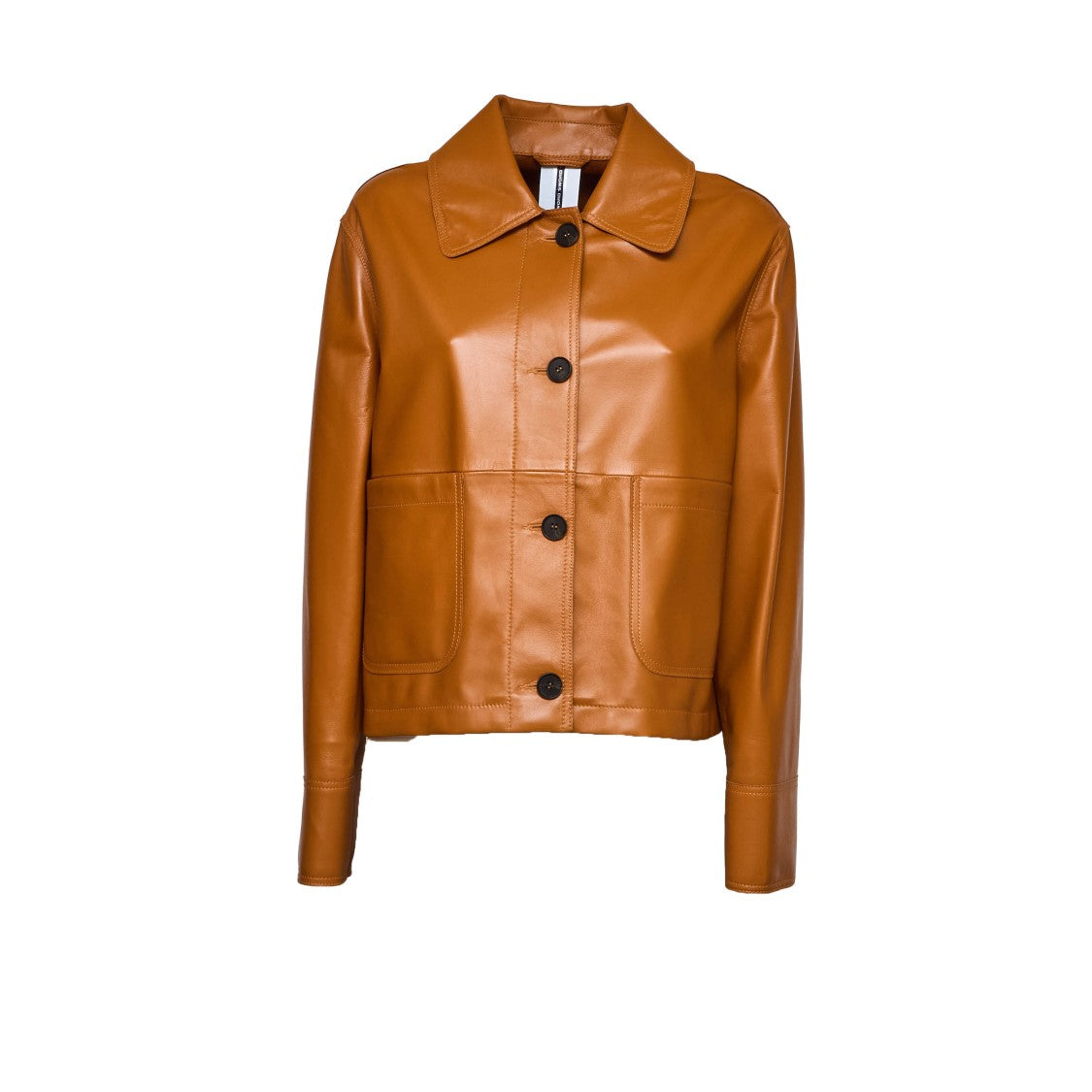 Sword Leather Button Up Collared Leather Jacket