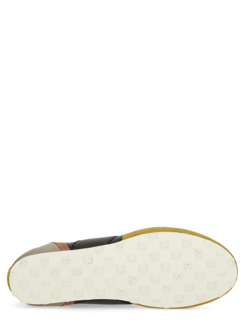 Marni Low-Profile Leather Sneaker With Suede Accents