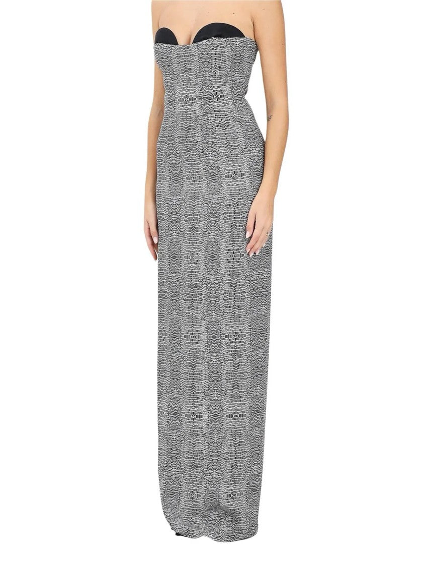 Red Carpet E. Franchi Lycra Maxi Dress With Bustier Top And Side Slit