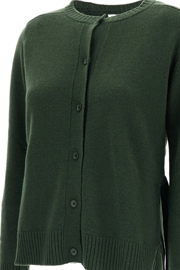 Parosh Green Wool Fixed Belt Cardigan