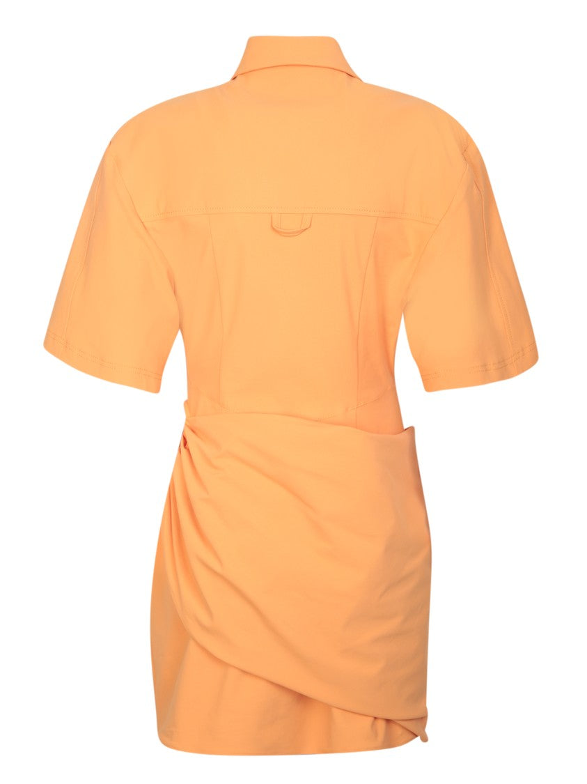 Jacquemus Draped Design Orange Dress