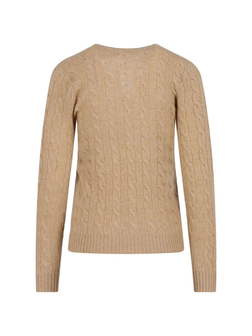 Polo Ralph Lauren Beige Wool-Cashmere Cable-Knit Sweater