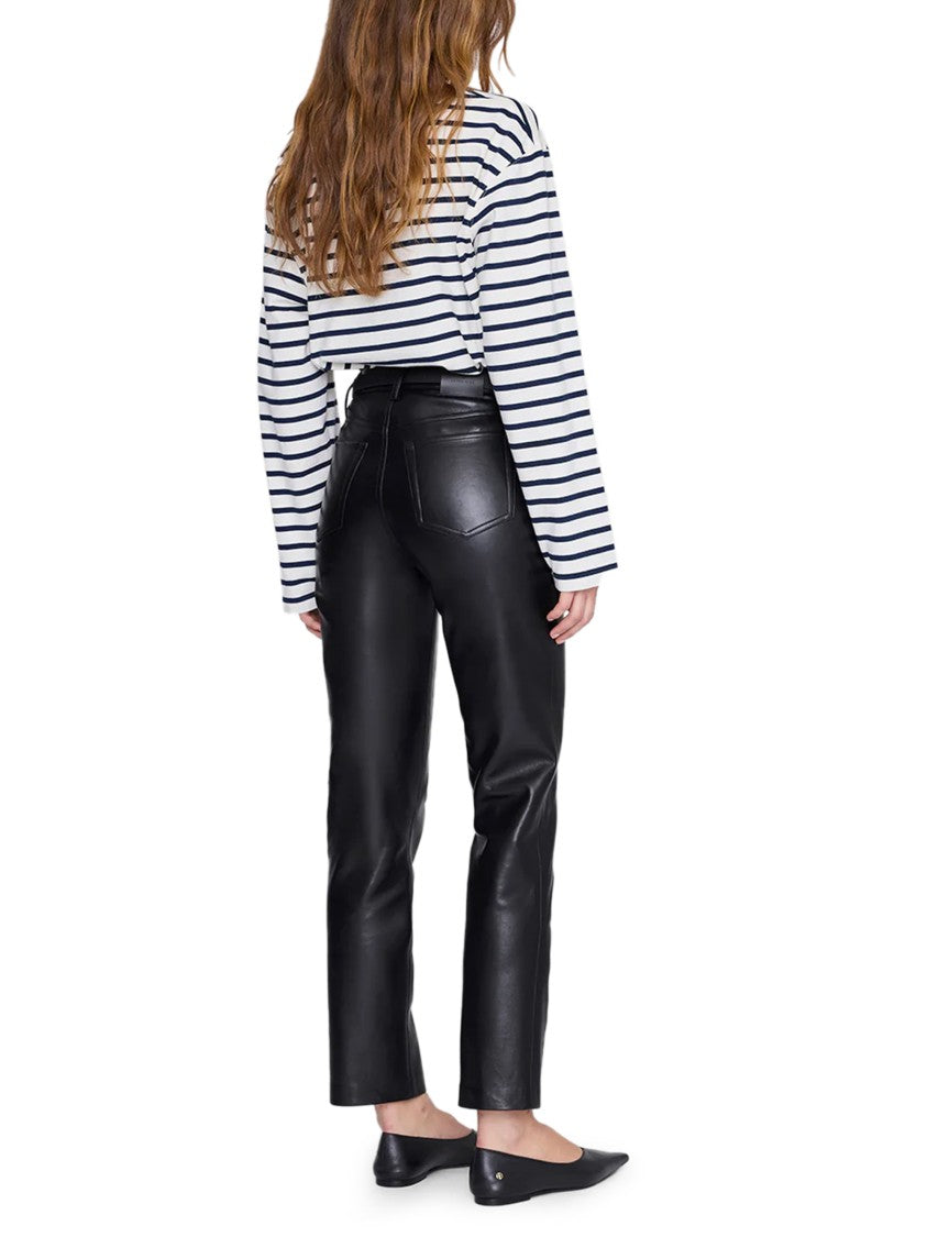 Anine Bing Long-Sleeve Striped Relaxed Fit Top With Embroidered Logo
