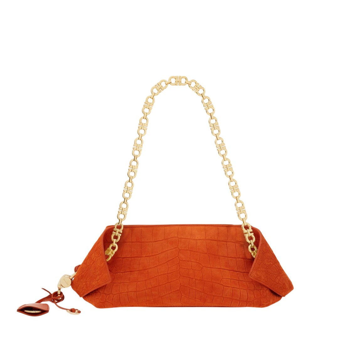 Salvatore Ferragamo Structured Suede Shoulder Bag