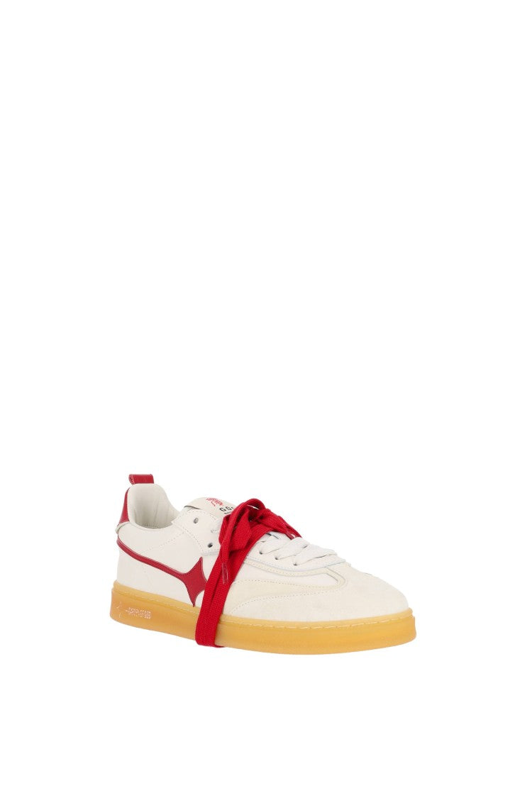 Garden Of God Earth Leather And Suede Red Detail Sneakers