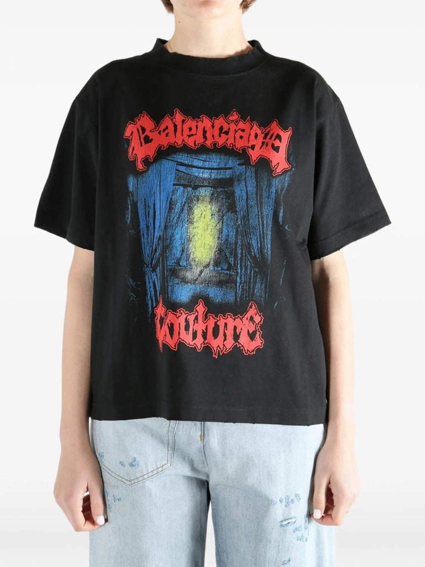 Balenciaga Black Medium Fit Boxy Graphic T-Shirt