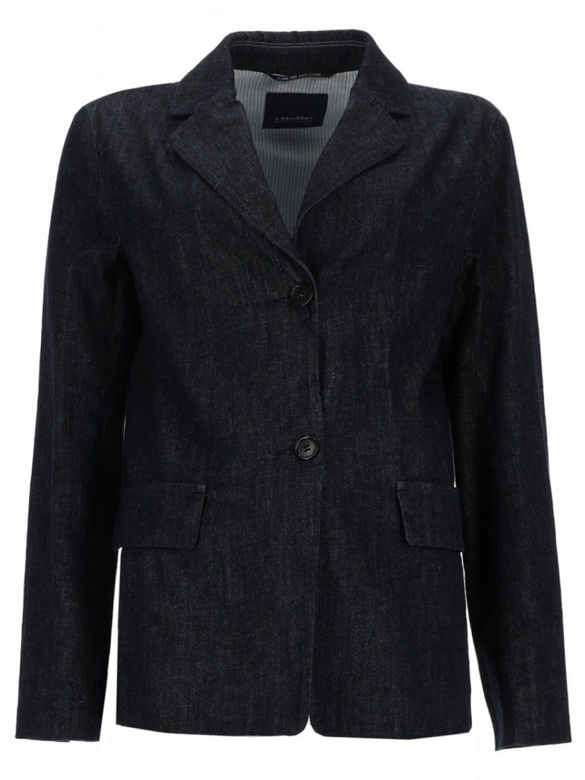 Max Mara Tailored Black Jacket With Notched Lapel And Textured Finish