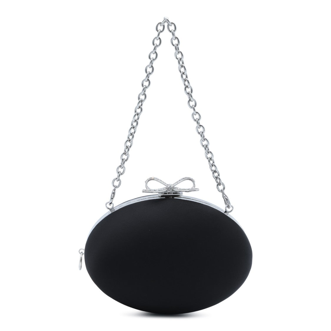 Self-Portrait Black Strass Satin Oval Clutch Bag