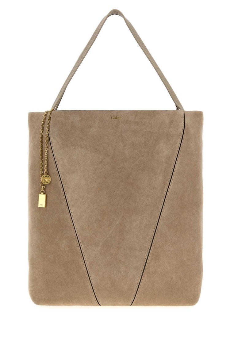 Chloé Spacious Dove Grey Suede Chloé Spin Shopping Bag