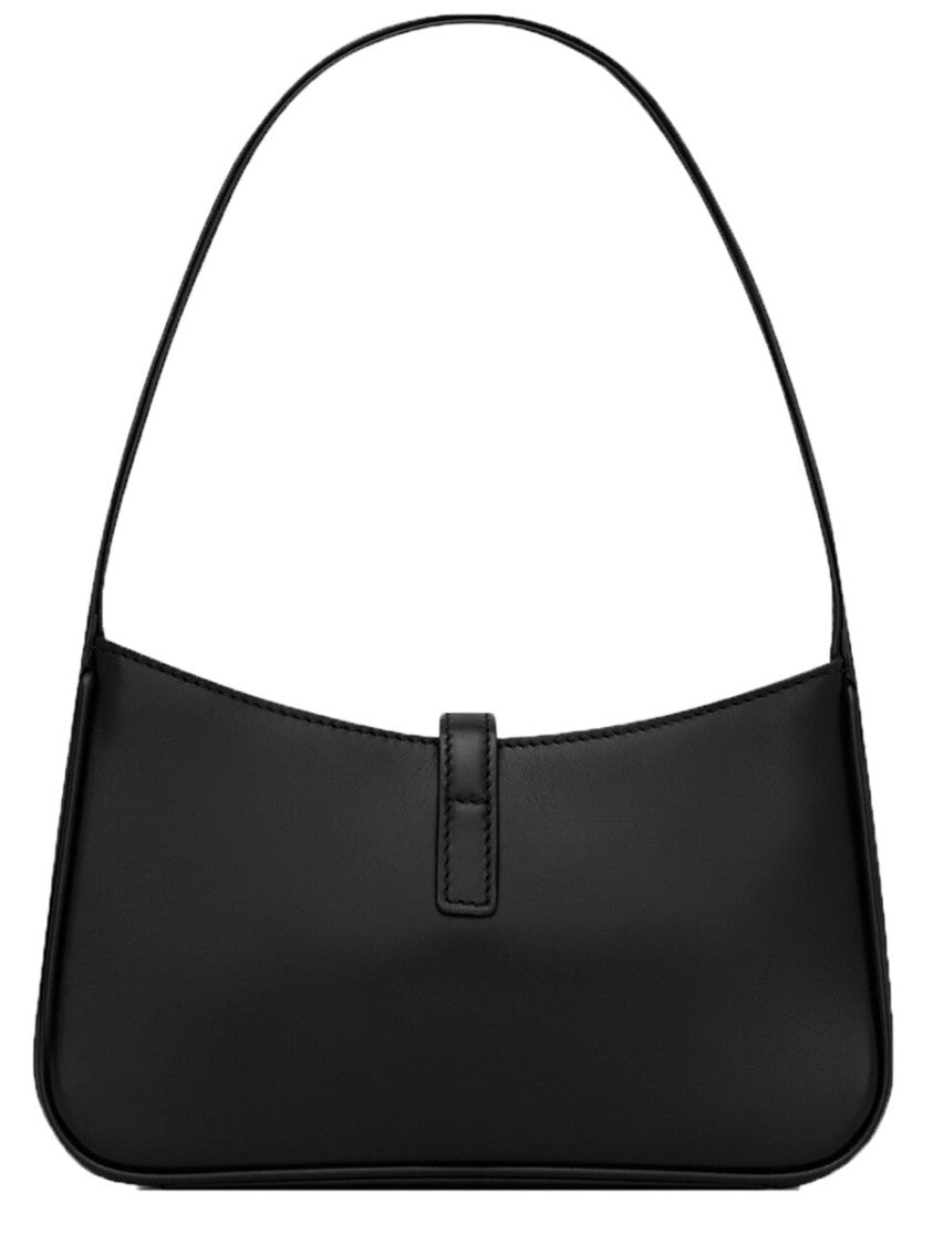 Saint Laurent Mini Hobo Bag In Smooth Calf Leather With Metallic Logo