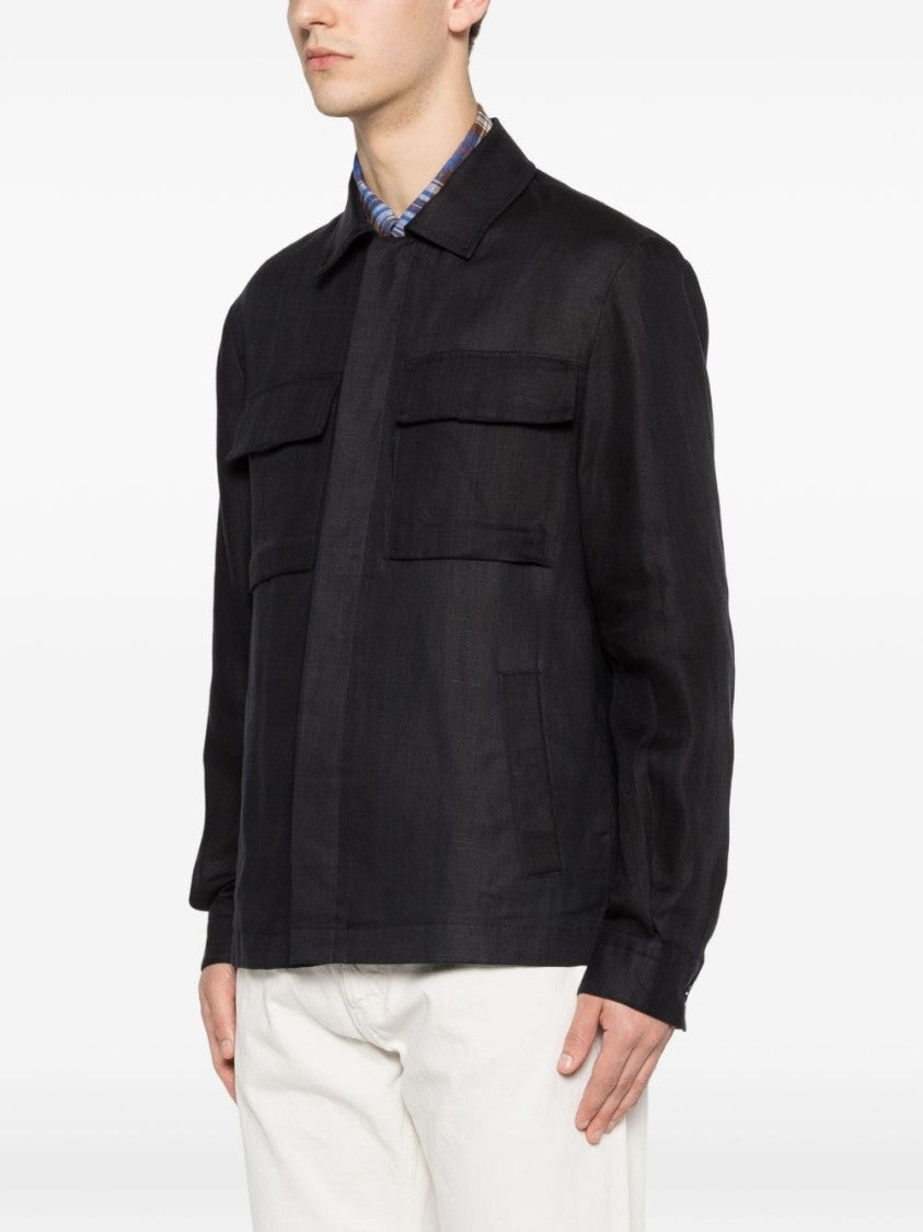Hèskimo Minimalist Classic Collar Logo Overshirt