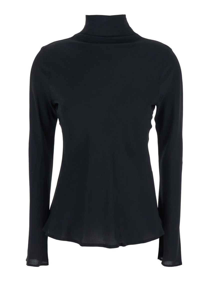 Semi Couture Crepe De Chine High Neck Blouse