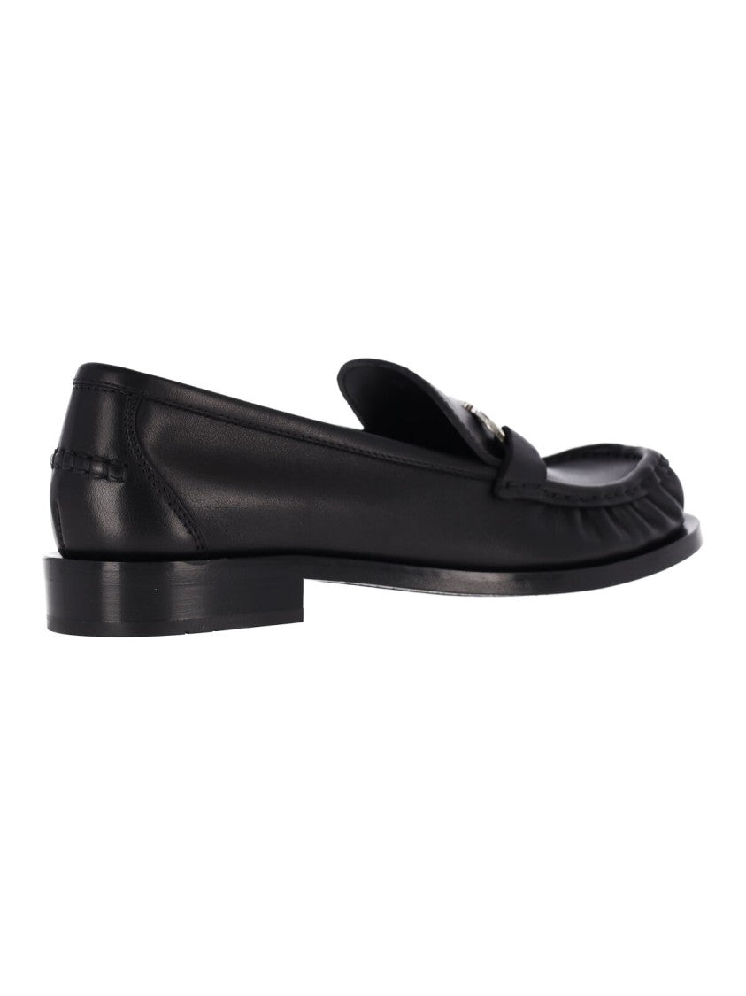 Ferragamo Black Gancini Leather Moccasin