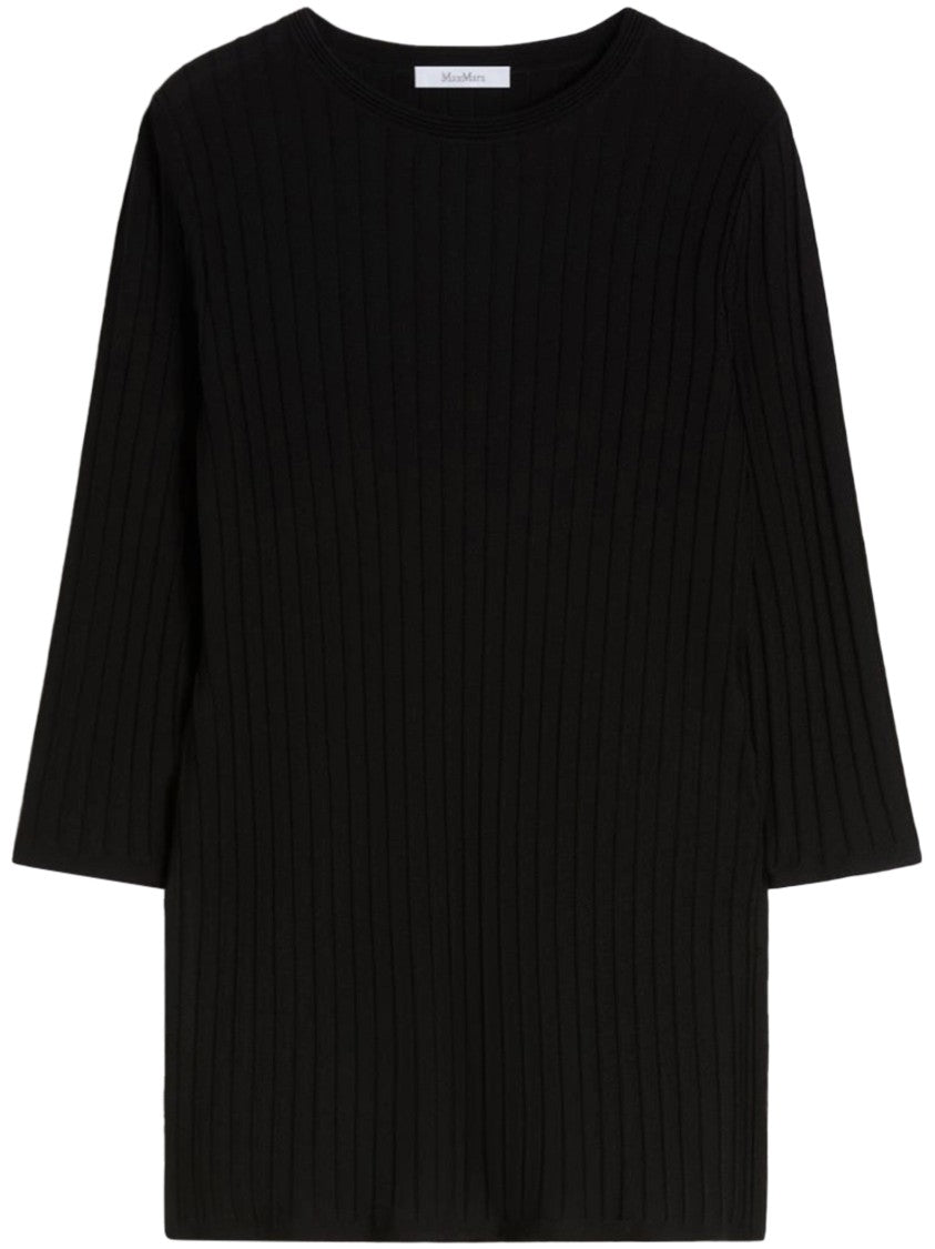 Max Mara Ribbed Black Long-Sleeved Top With Relaxed Fit